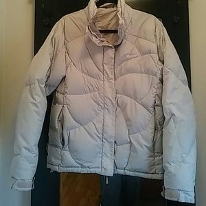 Cloudveil light gray down feather winter ski coat